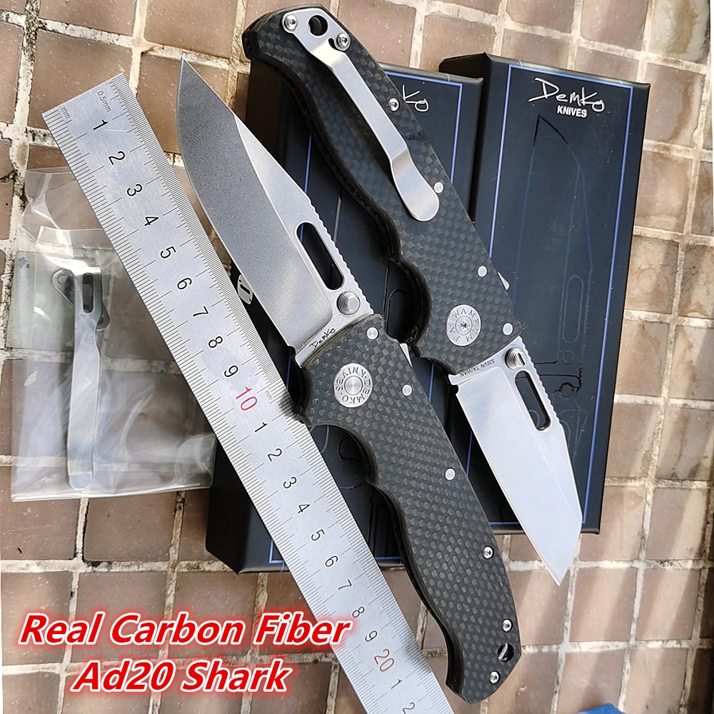 

JUFULE Real Carbon Fibre Handle Demko Ad20 Shark Ceramic Bearing Mark S35vn Tactical Military Camp Hunt EDC Tool Folding Knife