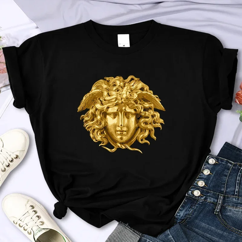 Medusa for Women's Luxury Brand High Quality Summer Printed T-Shirt Cotton Street Casual Oversized Y2k Personalized O Neck