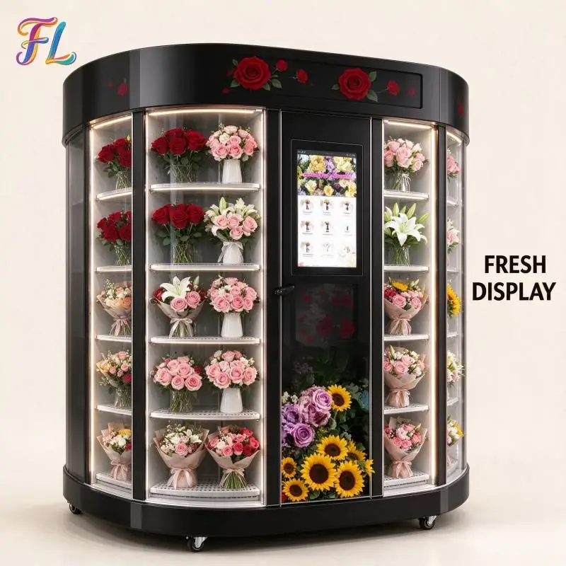 Flower Vending Machine Refrigerated Floral Vending Unit Prevent Flower Wilting Suitable For Rose And Carnation