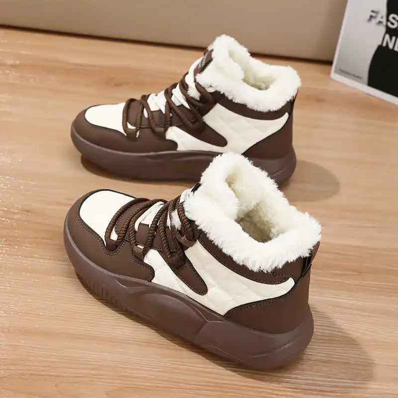 High-top Fur Lined Spring Shoes Woman Woven White Trainers For Women Luxury Sneakers Sport Athletics Runings Leisure view 4