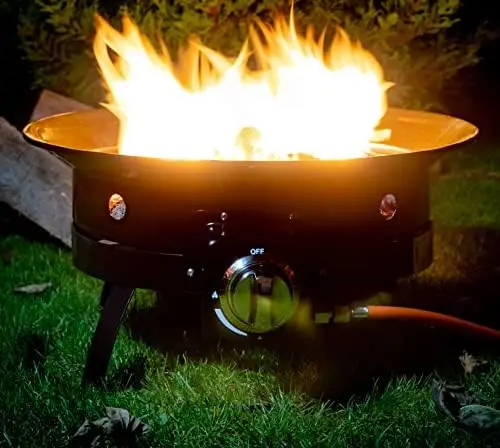 حفرة حريق غاز بأحجار الحمم البركانية، قطر 48 سم - 12 كيلو وات، حفرة نار خارجية، وعاء حريق للتخييم، حفرة حديقة محمولة #3