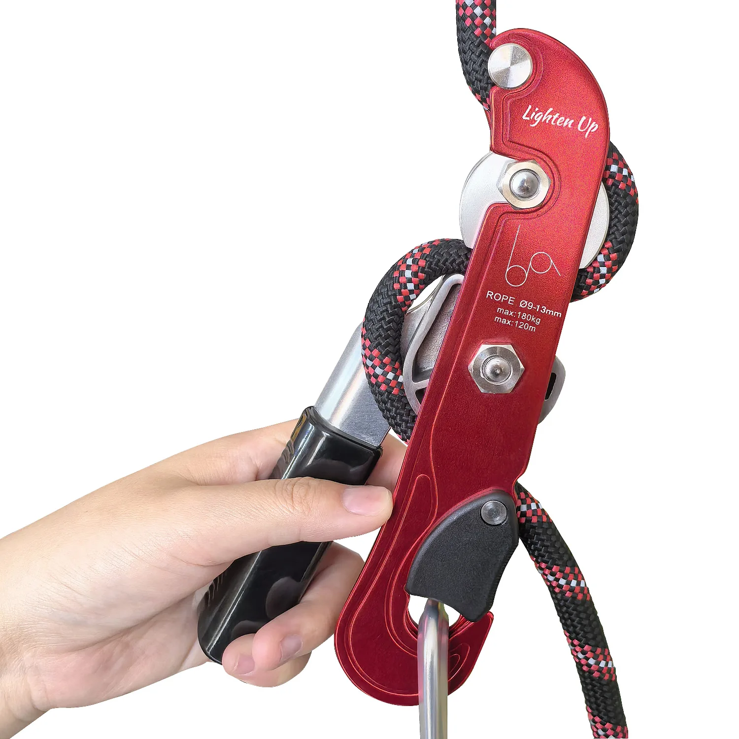 Dispositivo profesional de descenso de escalada en roca, dispositivo de rappel con mango de parada, descenso de descenso, freno de rappel