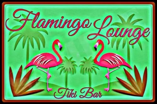 FLAMINGO LOUNGE 8X12 METAL SIGN POOL HOT TUB TIKI BAR BEACH HOUSE LUAU DECOR