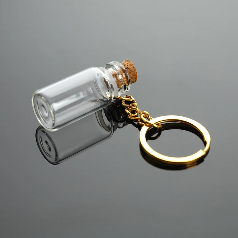 5PCS 2ml Transparent Mini Glass Bottle Vial Tube Potion Perfume Cork Jars Wish Pendant Keychain Charm