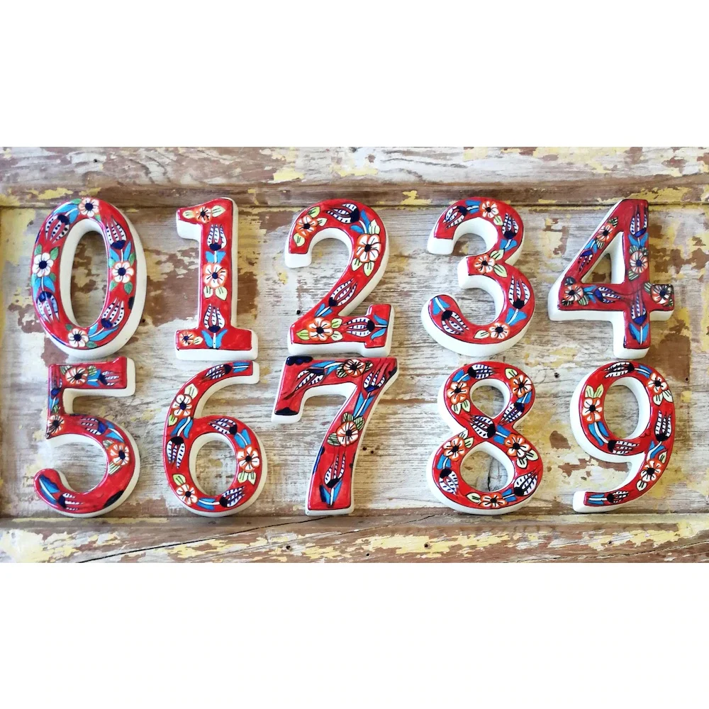 

Handmade and Decorative Turkish Ceramic Door Numbers (with 3 color and models to choose from) lively and Fun Door Decorations