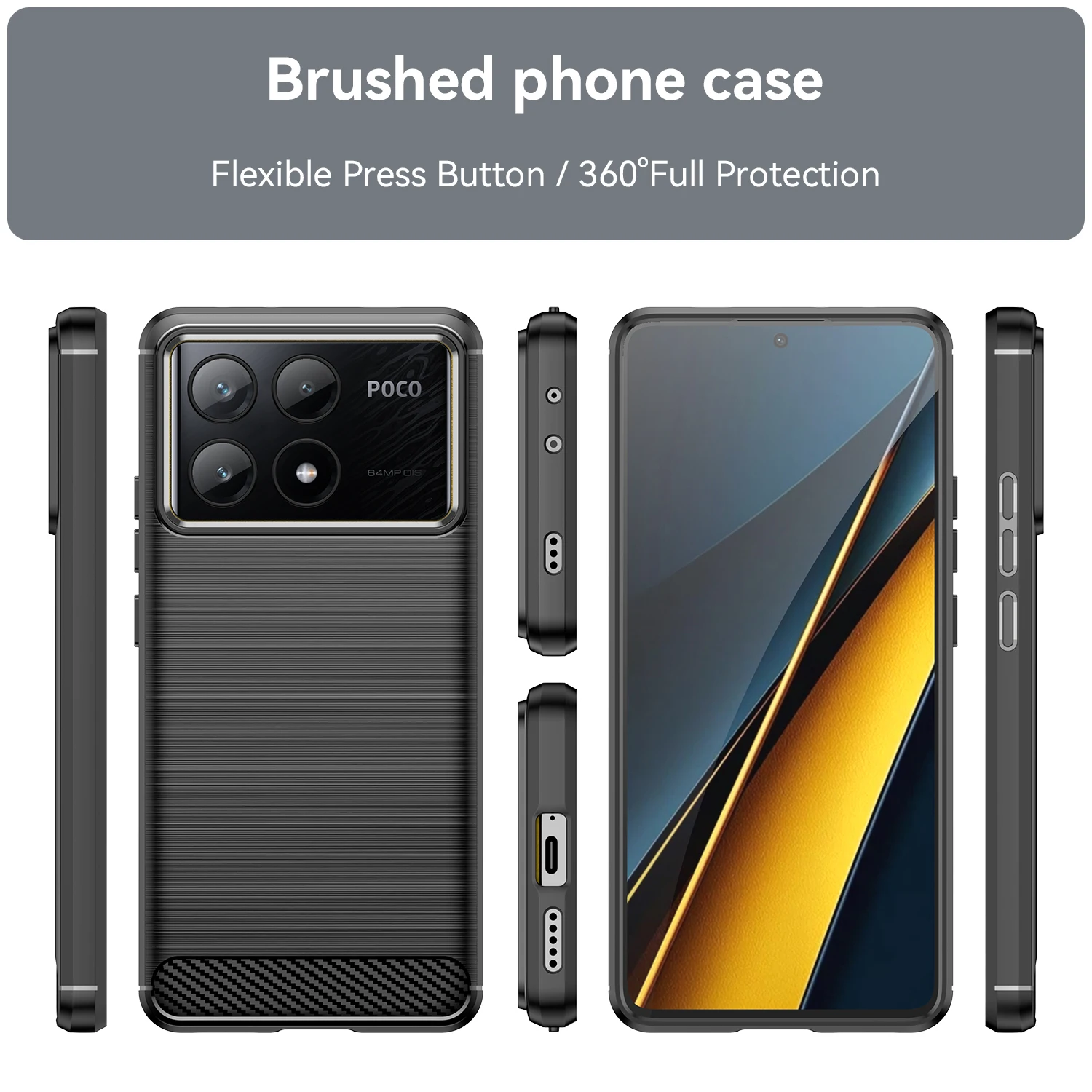 Rubber Carbon Fiber Soft TPU Silicone Back Cover For Mi POCO X6 X5 X4 X3 Pro NFC M5S M3 M5 M4 Pro F3 F4 F5 F6 Pro Phone Case