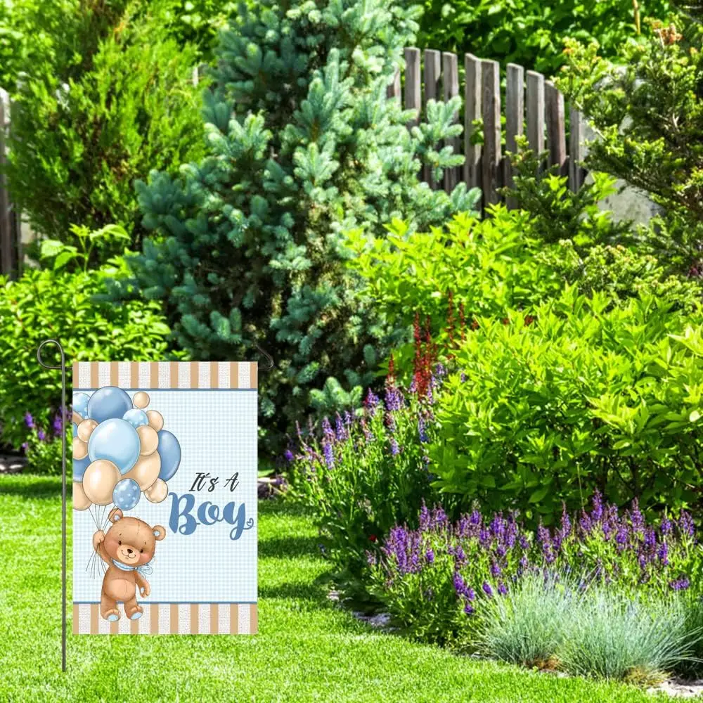 It's A Boy Garden Flag 12x18 Inch Double Sided Teddy Bear Balloons Baby Boy Garden Flag Baby Shower Birth Announcement G XXP hhz
