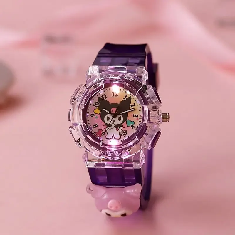 

Kuromi Watches Cute Cartoon Originality Emit Light Electronic Watch Fashion Delicate Digit Fully Automatic Wrist Watch Gift New
