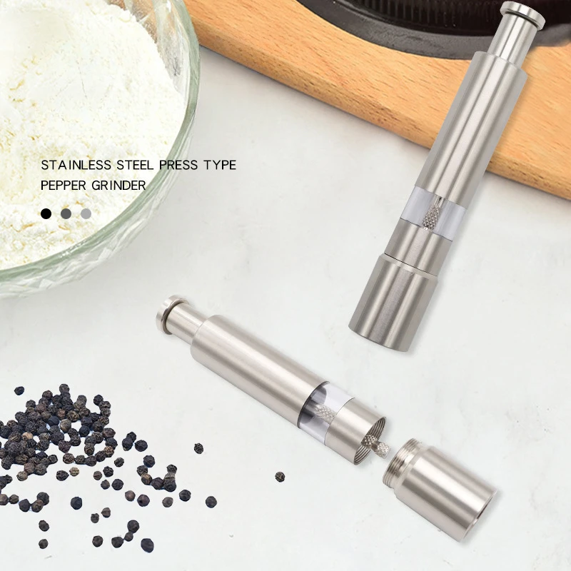 Stainless Steel Pepper Grinder Home Self-service Restaurant  Mini Small Manual Press Coarse Salt Cumin Grinder Seasoning Bottle