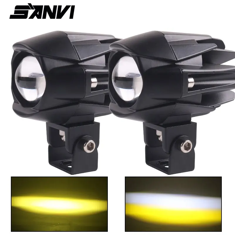 SANVI 2PCS U11 U12 LED Spotlight Work Light Motorcycle Auxiliary Light Fog Lamp 6000K 3000K Amber Light for ATV SUV Truck Boat