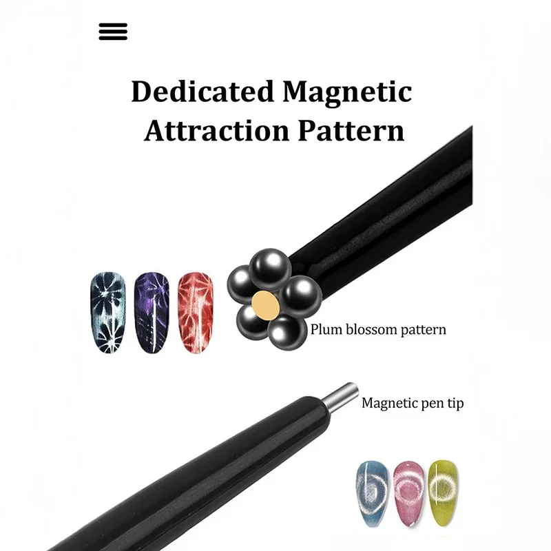 2 em 1 profissional arte do prego olho de gato caneta vara magnética para bola de aço sucção contas de ferro ímã pontilhado caneta manicure design