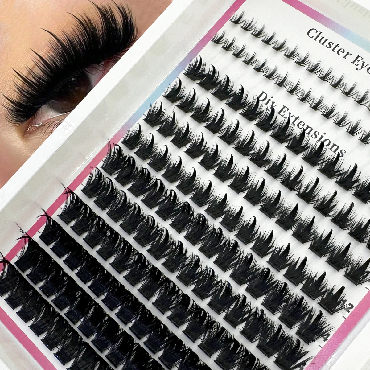 Wispige Wimpernbüschel mit Spitzen für Salon-Effekt DIY D-Kurve Wimpernverlängerungen Vollständig Spitzige Einzelwimpern