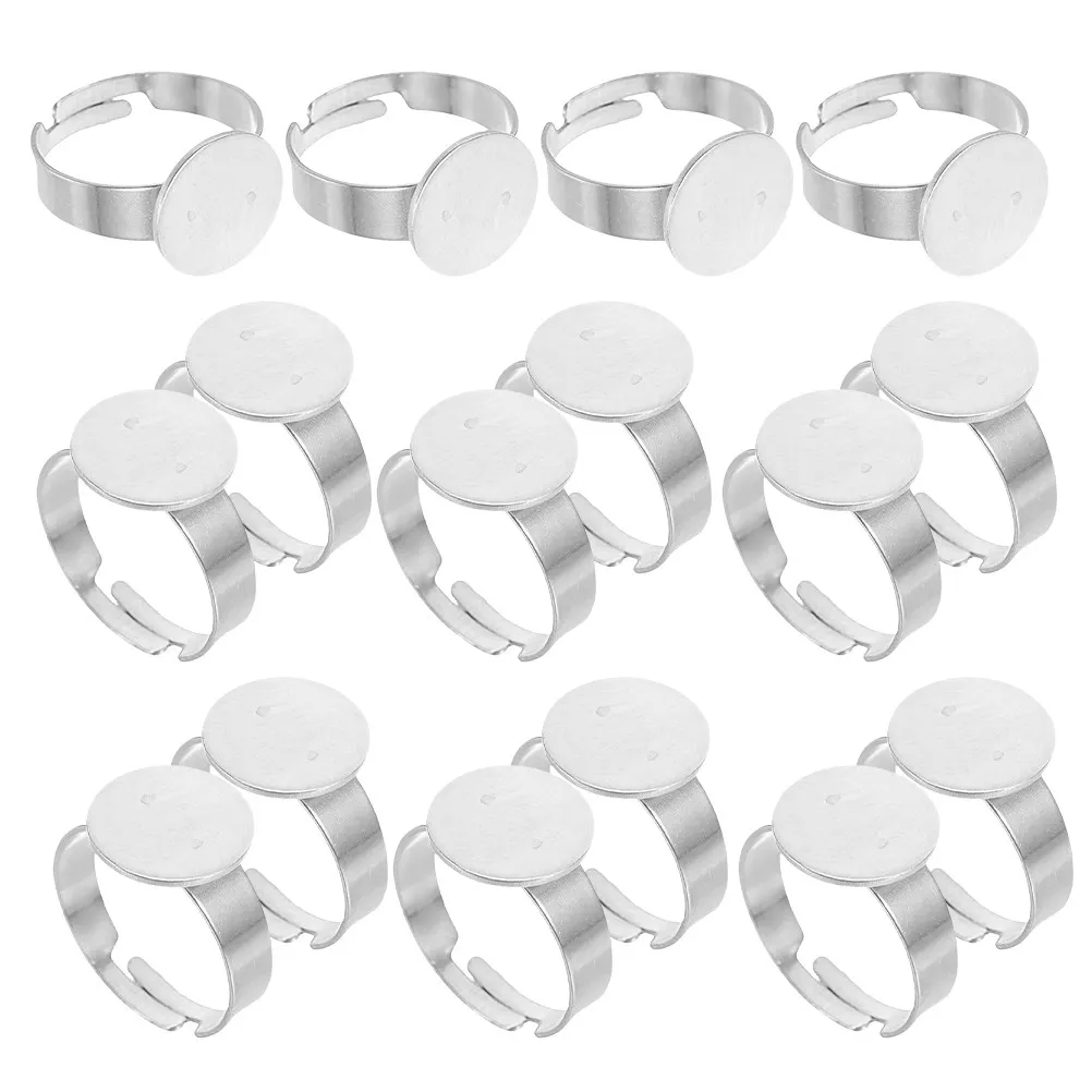 

40Pcs Stainless Steel Rings Bezel Base Round 12Mm Flat Blank Pad for DIY Finger Rings Jewelry Craft Supplies Cabochon Settings