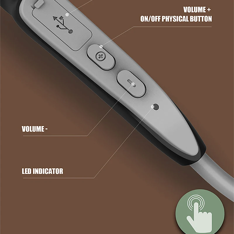 OKCSC سماعة توصيل العظام بلوتوث 5.0 سماعات لاسلكية IP56 مقاوم للماء في الهواء الطلق سماعة رياضية مع ميكروفون يدوي