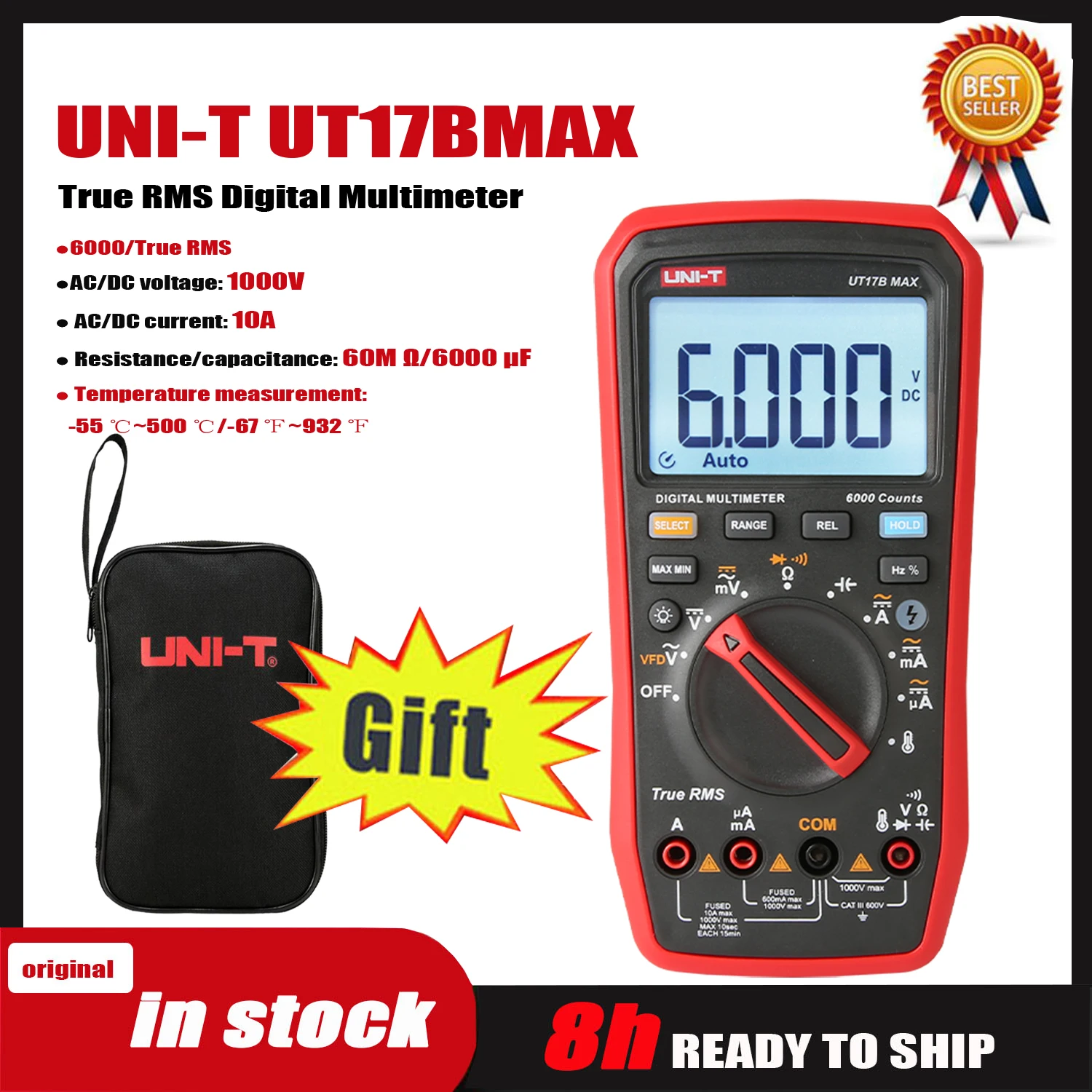 UNI-T UT15B MAX UT17B MAX UT18B MAX True RMS Digital Multimeters Voltmeter Ammeter Capacitance Tester VFD Replace F 17B MAX