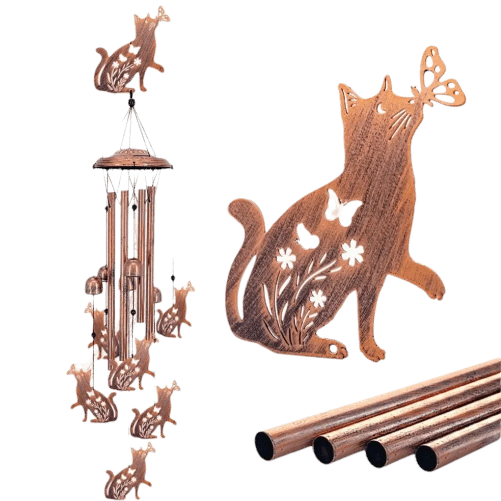 

Unique Copper Bells Cat Wind Chimes Creative Retro Metal Wind Chimes Home DIY Garden Decor Yard