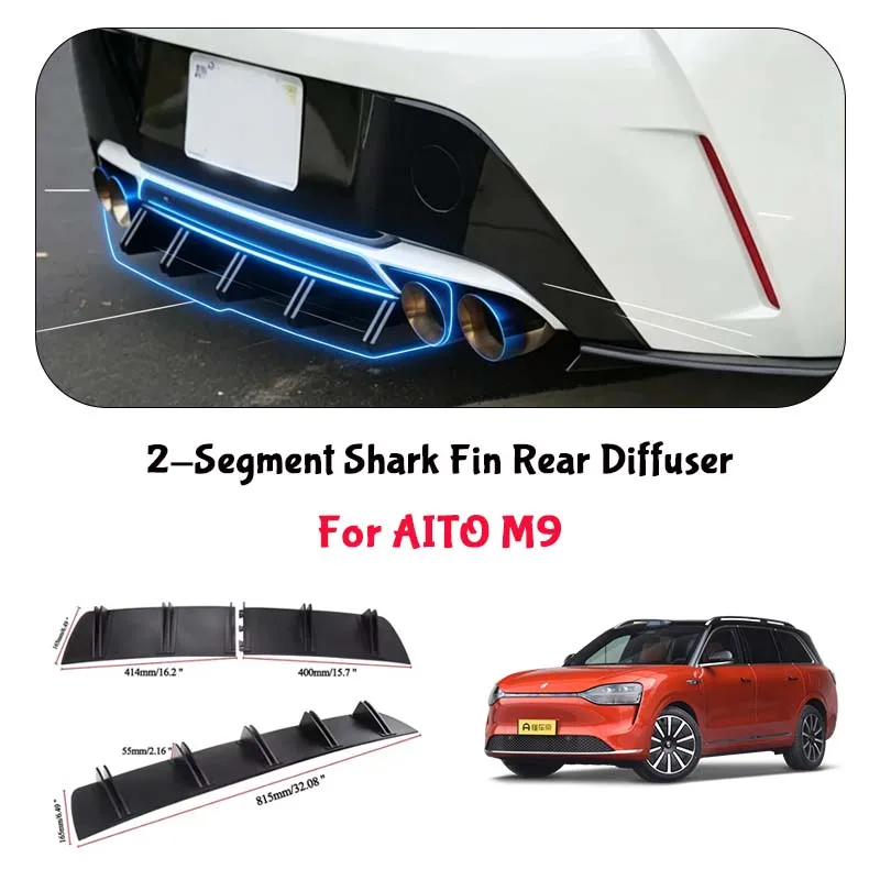 For AITO M9 Shark Fin Rear Diffuser Split Chassis Spoiler Auto Aerodynamic Parts Aerodynamic Modification