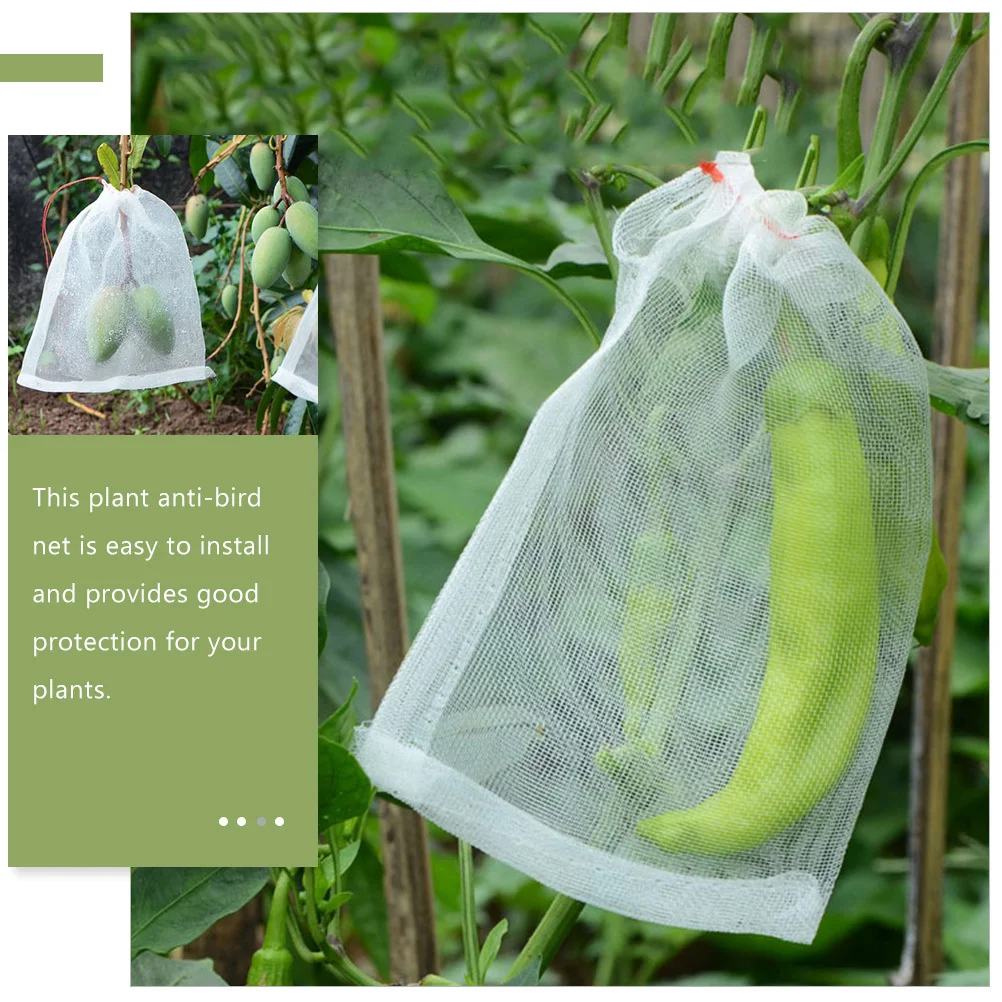 50Pcs Plant Protective Covers Drawstring Mesh Net Bags Easy Install Garden Fruit Insects Barrier Anti-Bird Orchard Netting Bags