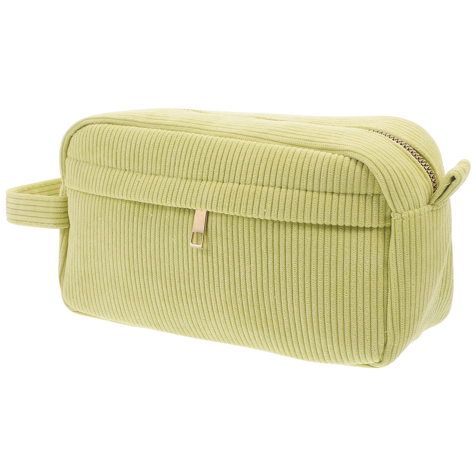 Bolsa de pana Estuche de maquillaje Bolsa de aseo de viaje verde con múltiples compartimentos para llevar a mano Almacenamiento de cuidado de la piel para mujeres