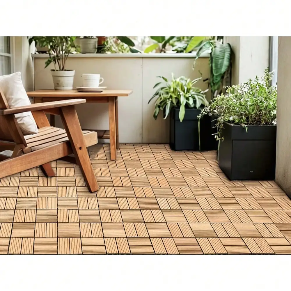 Lot de carreaux de terrasse en bois et plastique, 20 pièces, résistant à la rouille, à l'eau, DIY