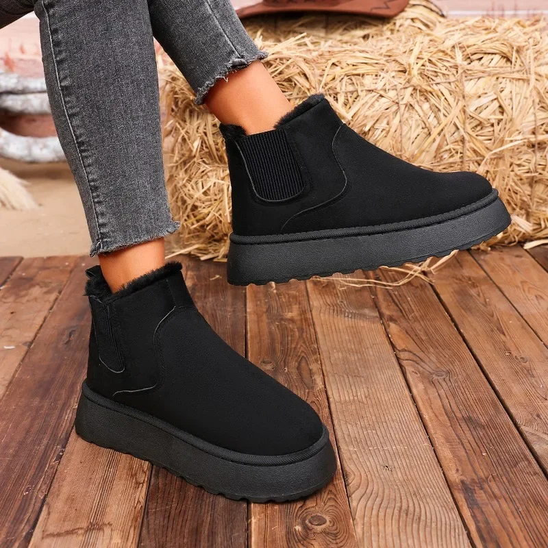 2024 Merk Vrouwen Schoenen Winter Hot Koop Vrouwen Snowboots Mode Suède Platform Platte Enkellaarsjes Trend Veelzijdige Schoenen botas