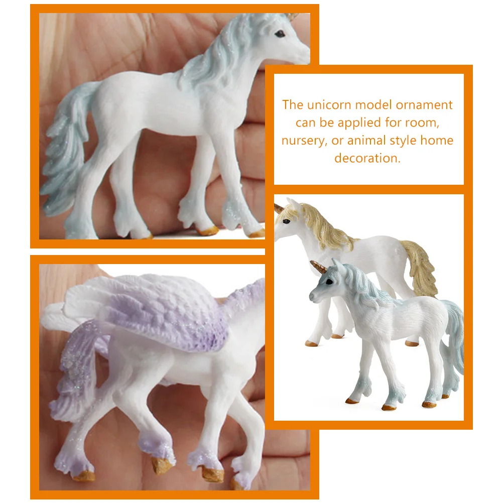 Figuras de unicornio de simulación realista, modelo de Animal simulado de plástico, modelo de unicornio Artificial, modelo de unicornio simulado, 3 uds.