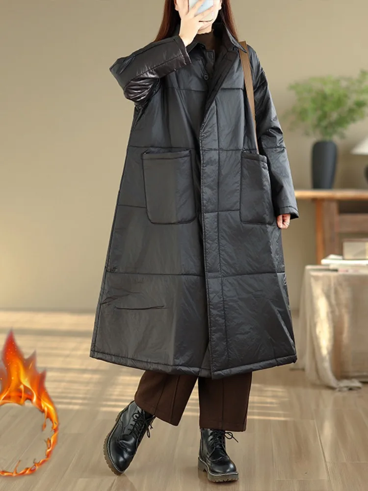 

Women's Winter Thickened Over-Knee down Cotton Jacket Mid-Length Quilted Coat Fashionable Large Size Coat Outerwear
