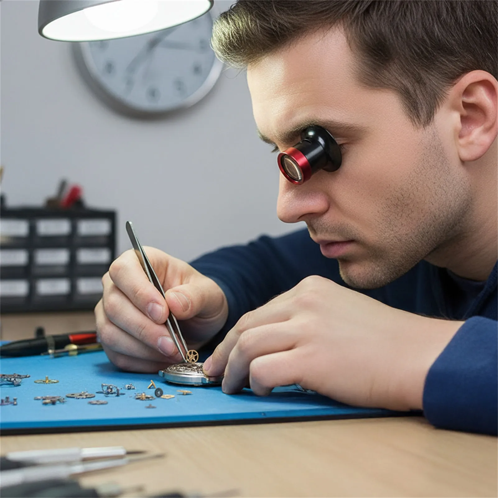 Professional Watch Loupe Aluminum Alloy Frame for Watchmakers Jewelry Inspection 10X Magnifier Tool High Precision Glass Lens