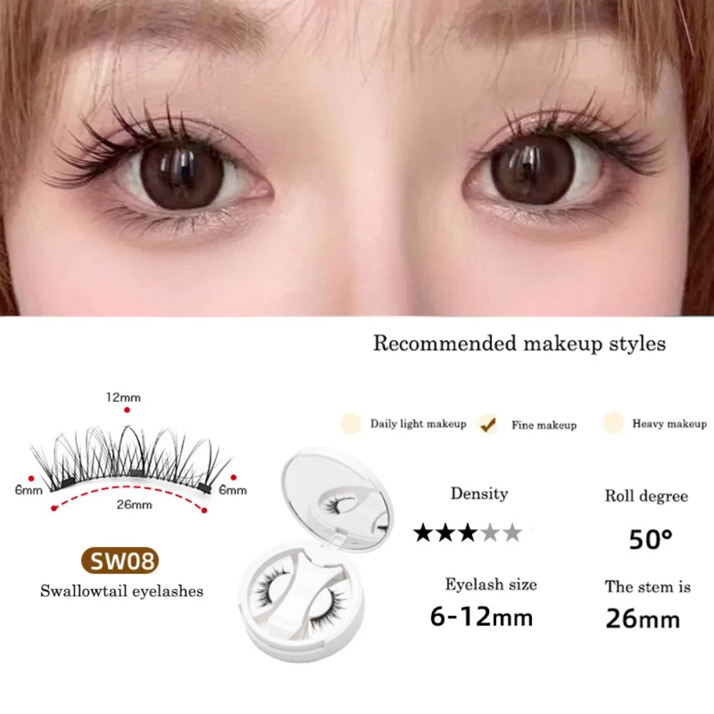 

Cat Eye Magnetic False Eyelashes Makeup Long Lasting Magnetic Eyelashes with Clip with Mirror Fluffy False Eyelash Clusters