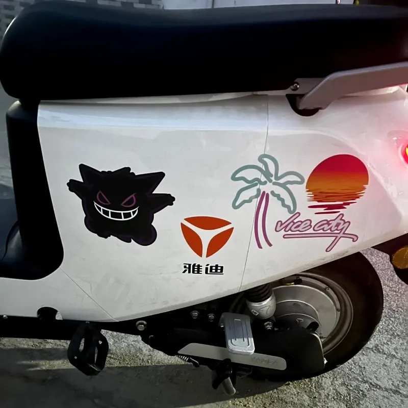 Pokemon Stickers Creative Cartoon Anime Gengar Line Reflective Car Personalized Stickers Motorcycle Electric Car Scratch Decals