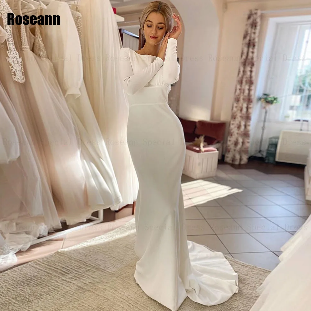 Muslim 2024 New Design Ivory Mermaid Wedding Dresses Ruffle Brush Train O-Neck Full Bride Gown Floor Length robe de mariée