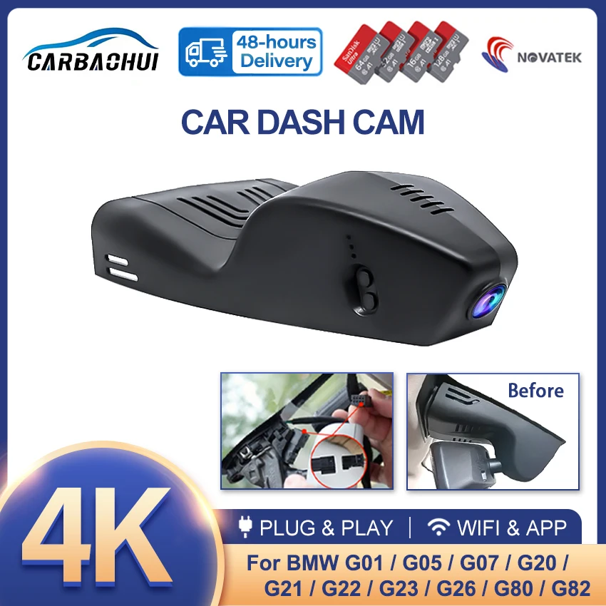 

Car DVR for BMW 3 Series G20 G21/ 4 Series G22 G23 G26 /M3 G80/ M4 G82/ X5 G05/ X7 G07 2020-2023, Plug and play 4K Dash Camera