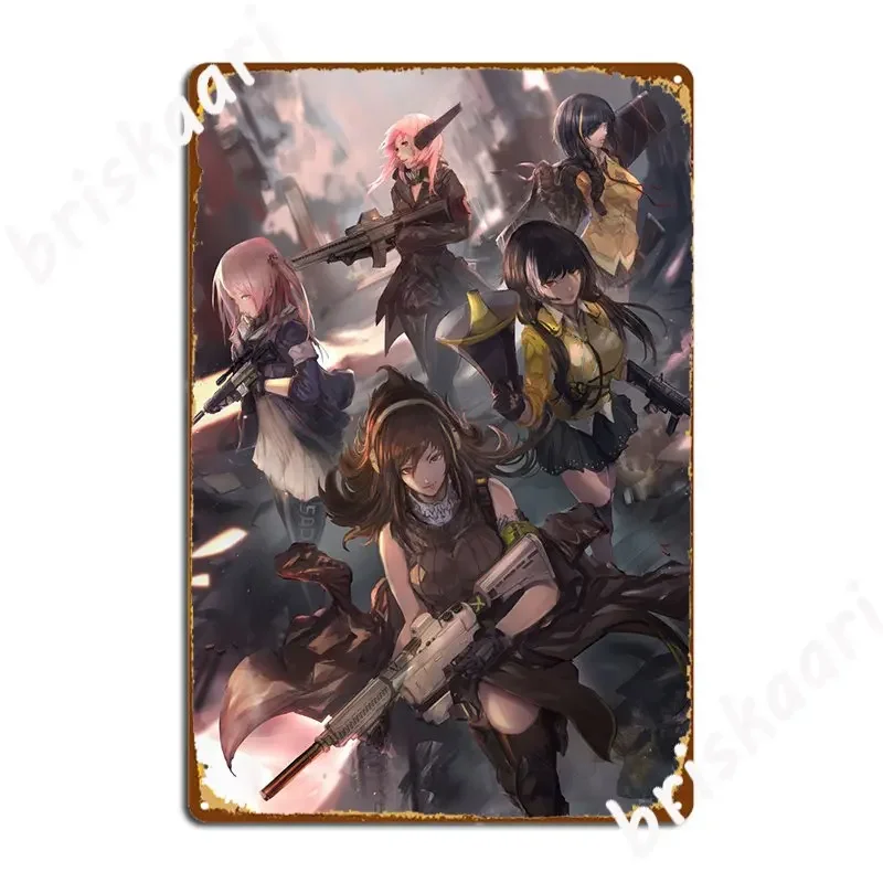 Girls Frontline Anti Rain Metal Sign Cinema Custom Club Wall Plaque Tin Sign Posters