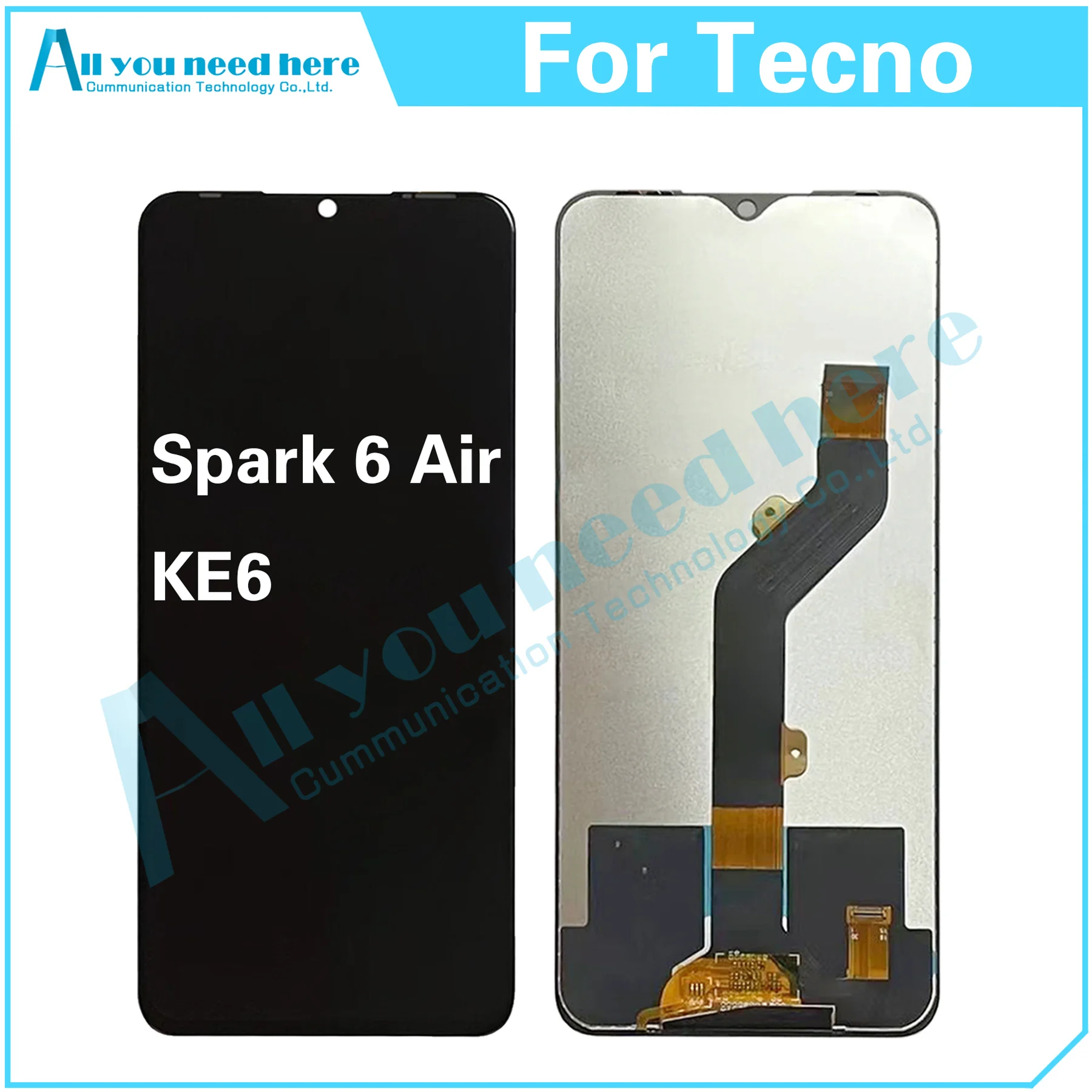 

100% Test For Tecno Spark 6 Air KE6 LCD Display Touch Screen Digitizer Assembly Repair Parts Replacement