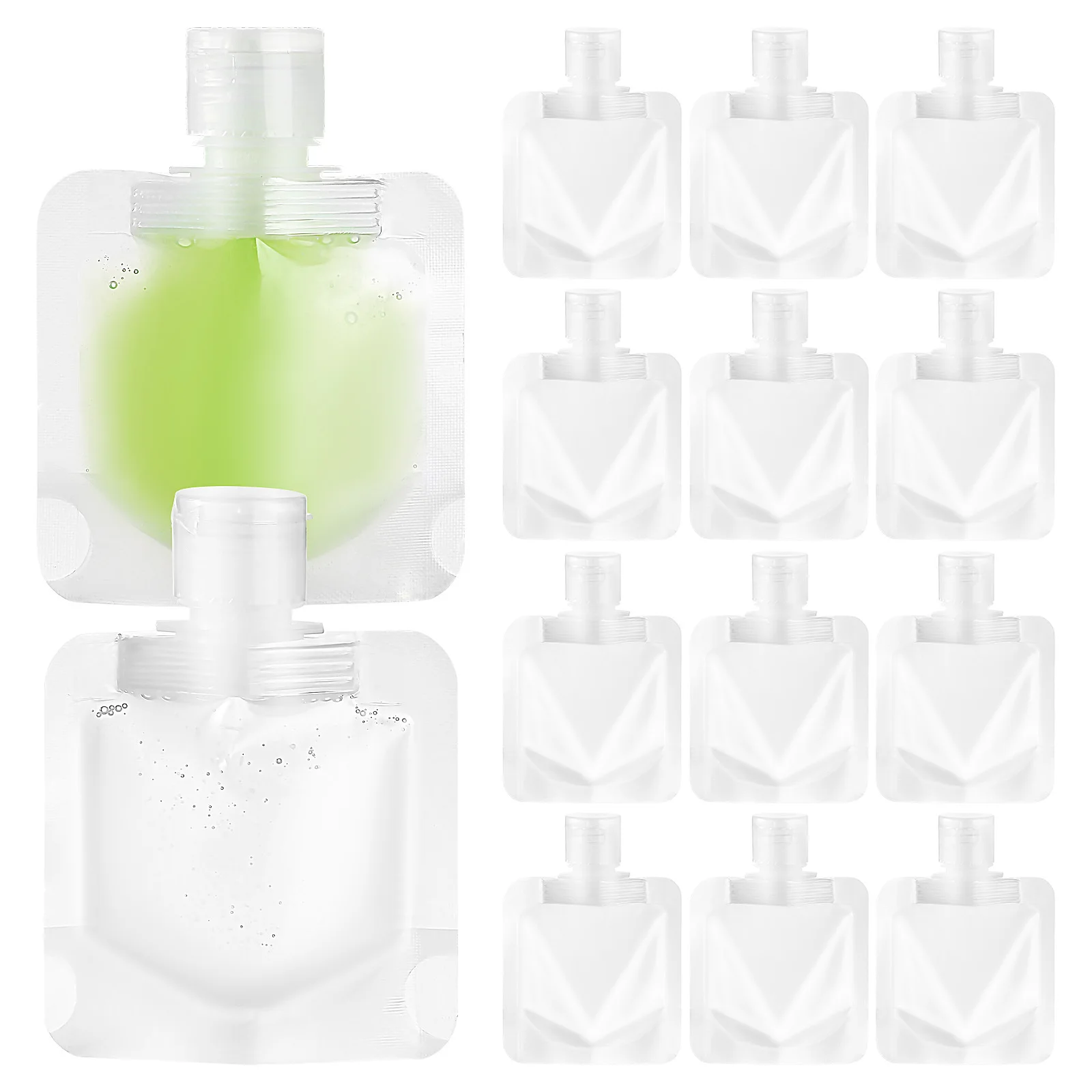 

15 Pcs 30ml Travel Pouches Reusable Squeeze Bags for Toiletries Body Wash Shampoo Packing Leak Proof Containers Portable Storage