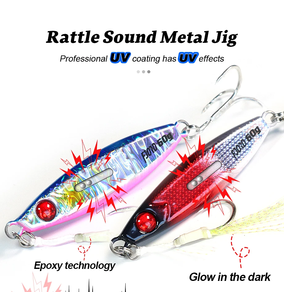 FJORD Rassel Metall Jig Angelköder 40g 60g 80g Nachtlicht Jigging Shore Casting Swimbait Neu 2023 Meer Salzwasser Angelgerät – Detail 1