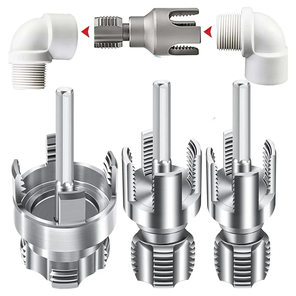 1/3PCS Internal and External Pipe Threading Tool Set, 1/2inch, 3/4inch, 1inch PVC Pipe Threading Kit