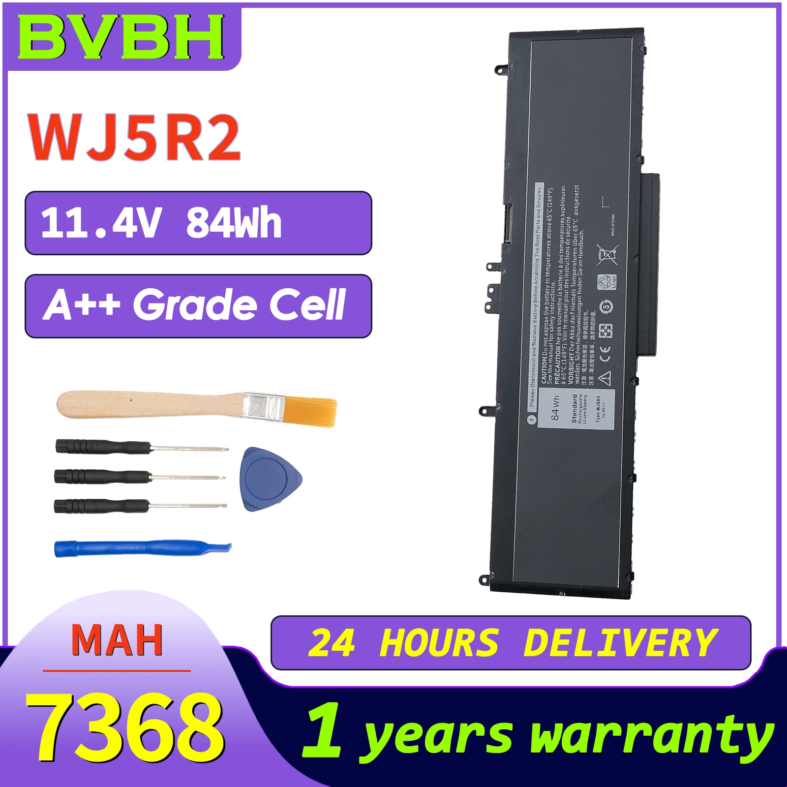 BVBH WJ5R2 Battery For DELL Precision 15 3510 M3510 Precision 3510 Series 4F5YV 04F5YV 7368mah New Laptop Battery