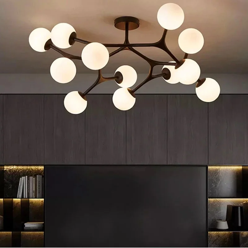 

New Glass Ball Ceiling Chandelier For Dining Living Room Center Table Bedroom Pendant Lamp House Decor Luster Lighting Fixture