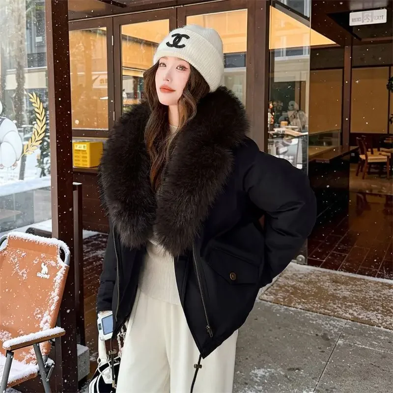 Winter New Women's Down Cotton Jacket Loose Fake Fur Windproof Pike Jacket