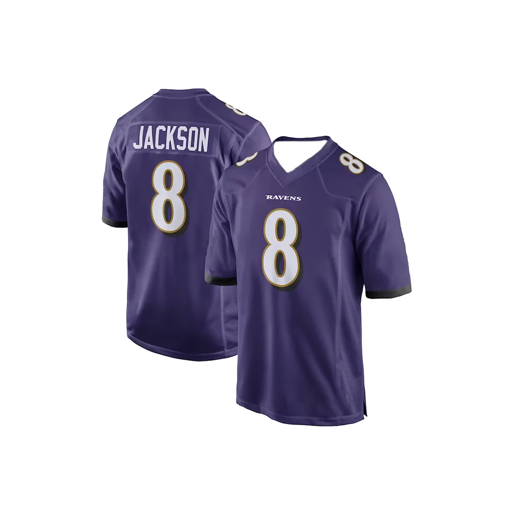 24-25 Adult Baltimore American Football Jersey Rugby Jersey Sportswear Training Jersey T-shirt Ravens Jackson 8 Number