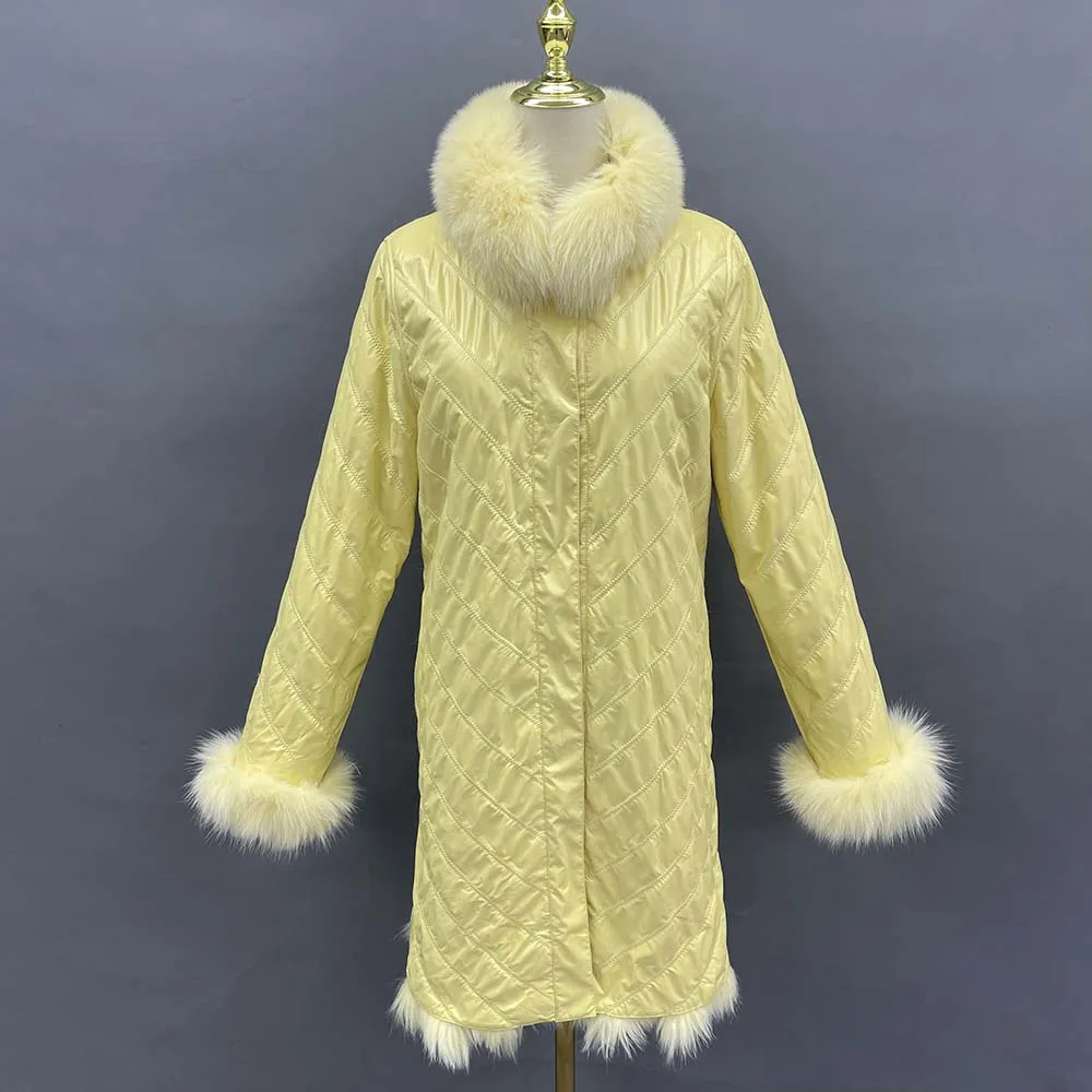 Missjanefur inverno real casaco de pele das mulheres 2022 novo fofo reversível casaco de pele de raposa longo luxo moda atacado quente winterwear