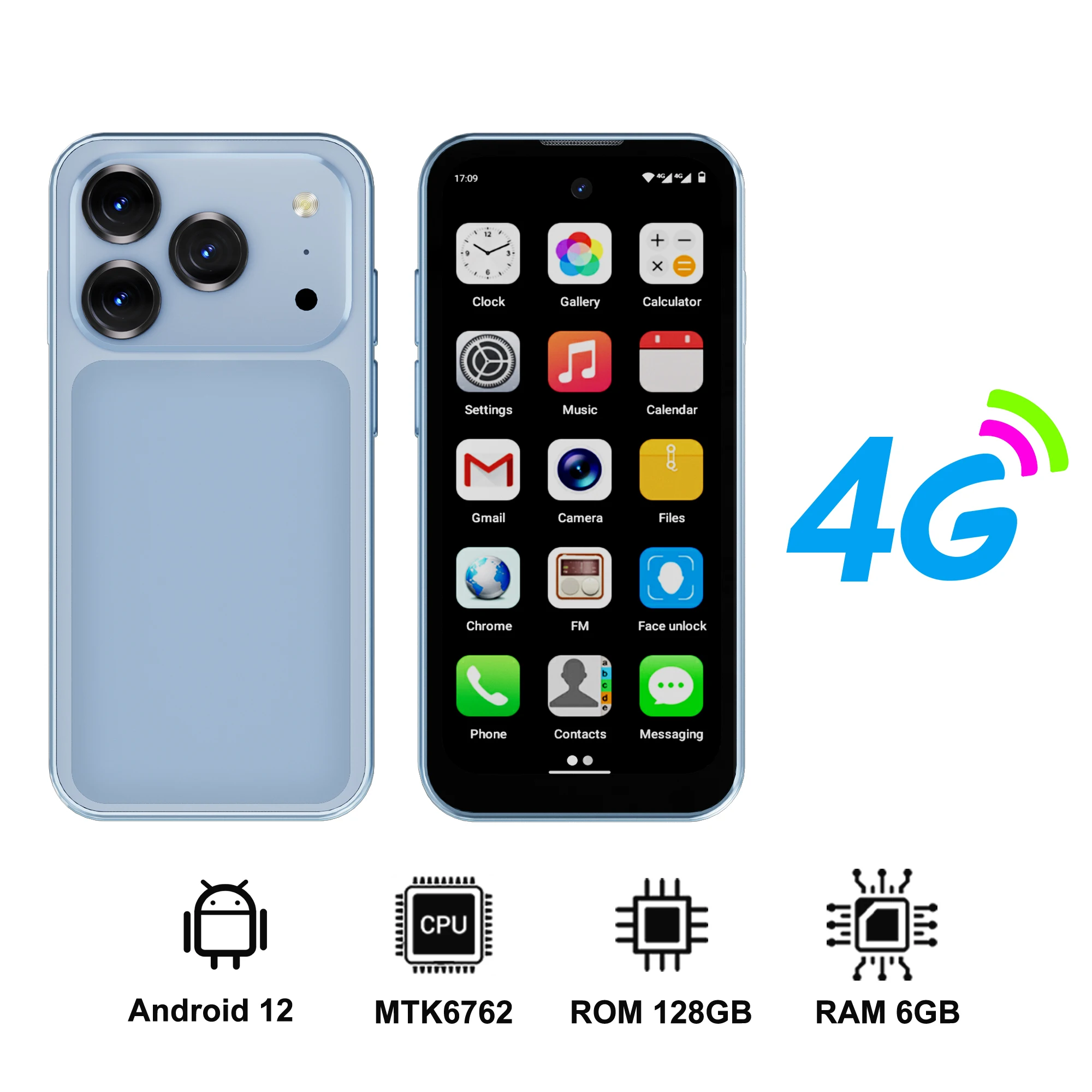 SERVO 19 Air 4G LTE Mini Smartphone Android 12.0 Systeem 6GB + 128GB Play Store Gezicht Ontgrendelen GPS Dual SIM 3.88 "Kleine smartphones