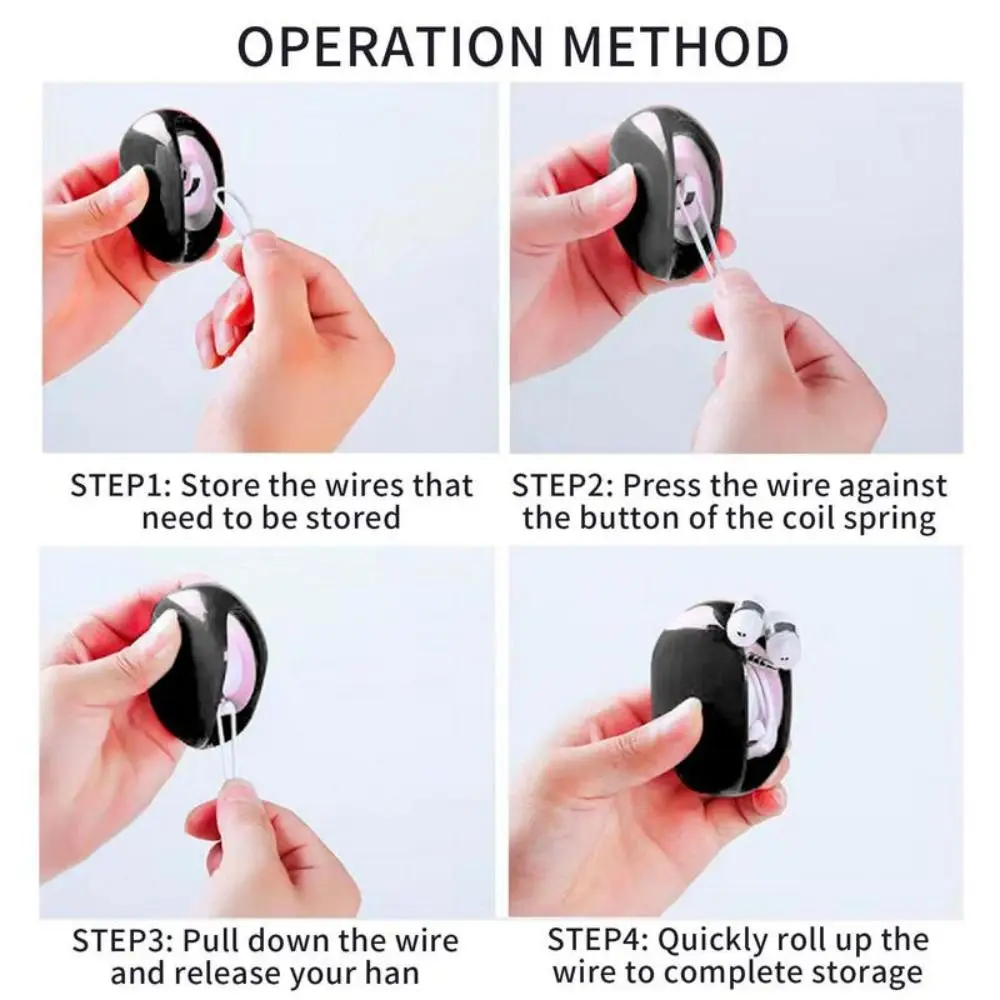 Desktop Organiser Earphone Automatic Retractable Cable Earphone Wrap Headphone Cable Storage Box Retractable Cord Organizer