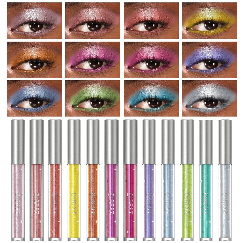 QIBEST fard à paupières nacré, liquide, Eyeliner, paillettes, surbrillance, cosmétique pour les yeux, ombre brillante longue durée