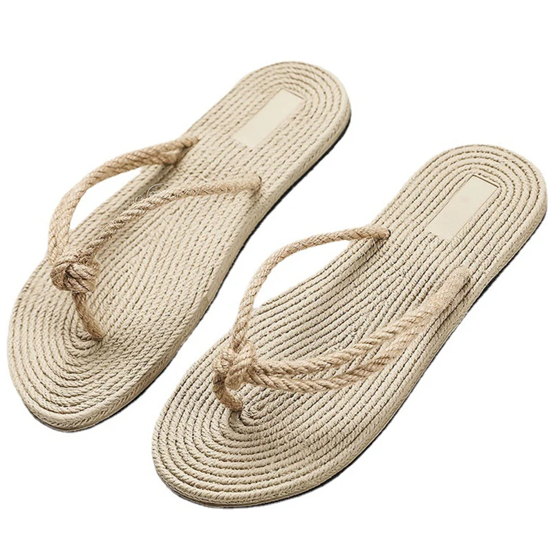 Comem Flip Flops Women Slippers Ladies Shoes Indoor Outdoor Female Flipflop Beach Flat Slides Fashion Summer Straw Sandals 2023