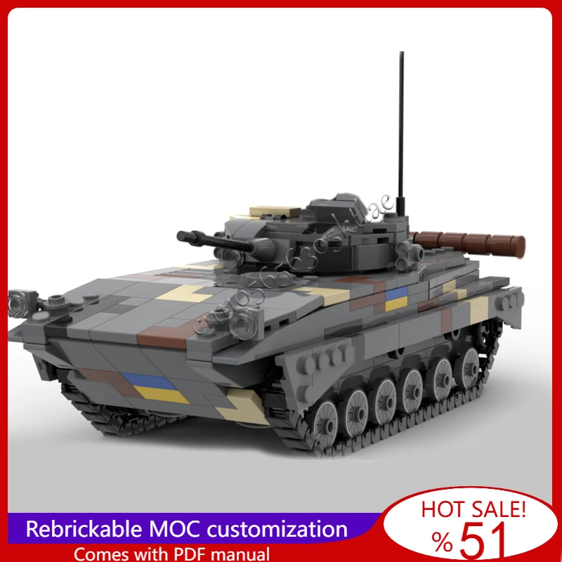 New 617PCS MOC Second Generation Amphibious BMP-2 Fighting Vehicle Model Assembled Educational Creative For Children Toys Gifts
