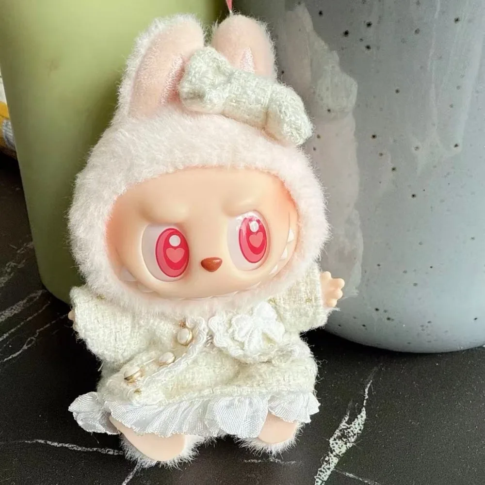 인형 옷 액세서리 라부부 옷 디자이너 흑백 체크무늬 드레스 세트 DIY 미니 인형 의류 소녀 선물