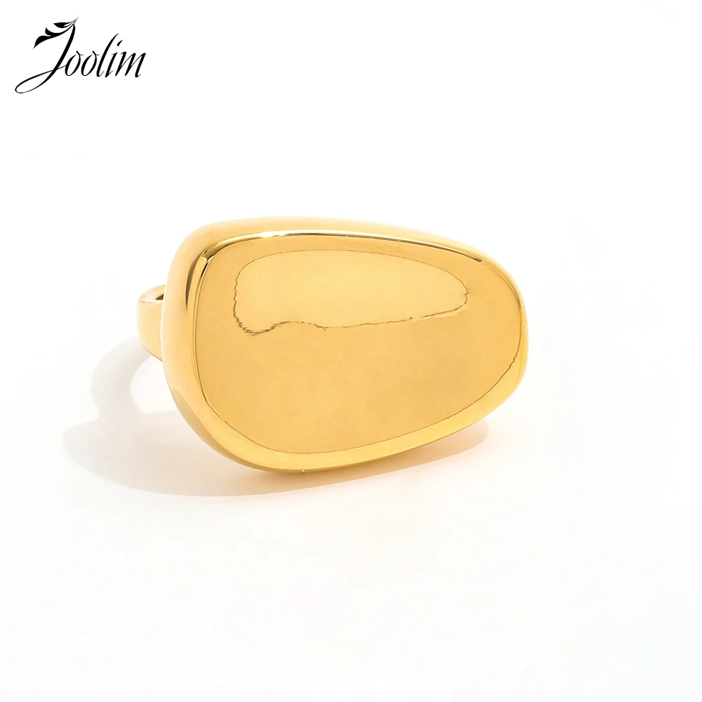 

Joolim Jewelry Wholesale High End PVD Waterproof&No Fade Fashion Simple Dainty Wide Large Concave Stainless Steel Ring For Women