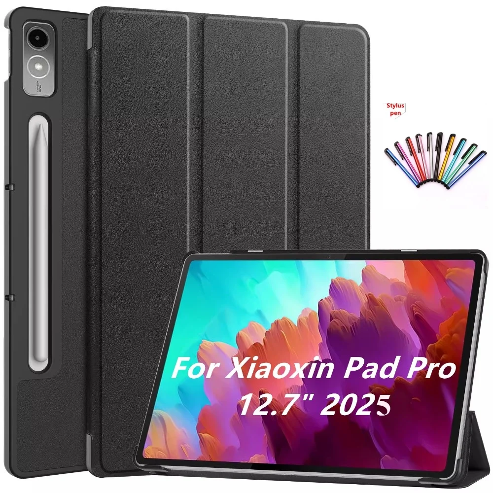 For Lenovo Xiaoxin Pad Pro 12.7 inch 2025 Smart Tablet Case Folding Flip Stand With Auto Sleep Funda TB375FC/TB373FU 12.7